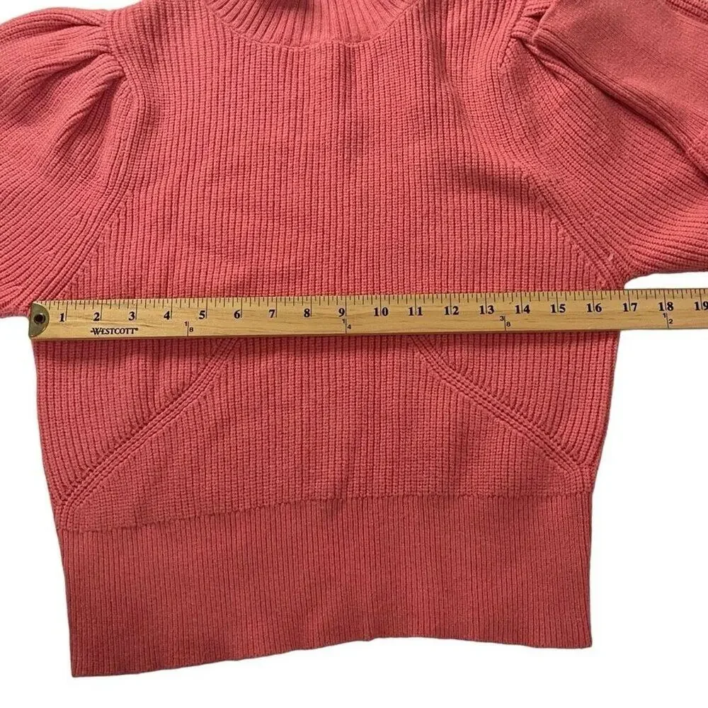 ASTR The Label Women's Mock Neck Puffed Sleeves Knit Pullover Sweater Size Large
